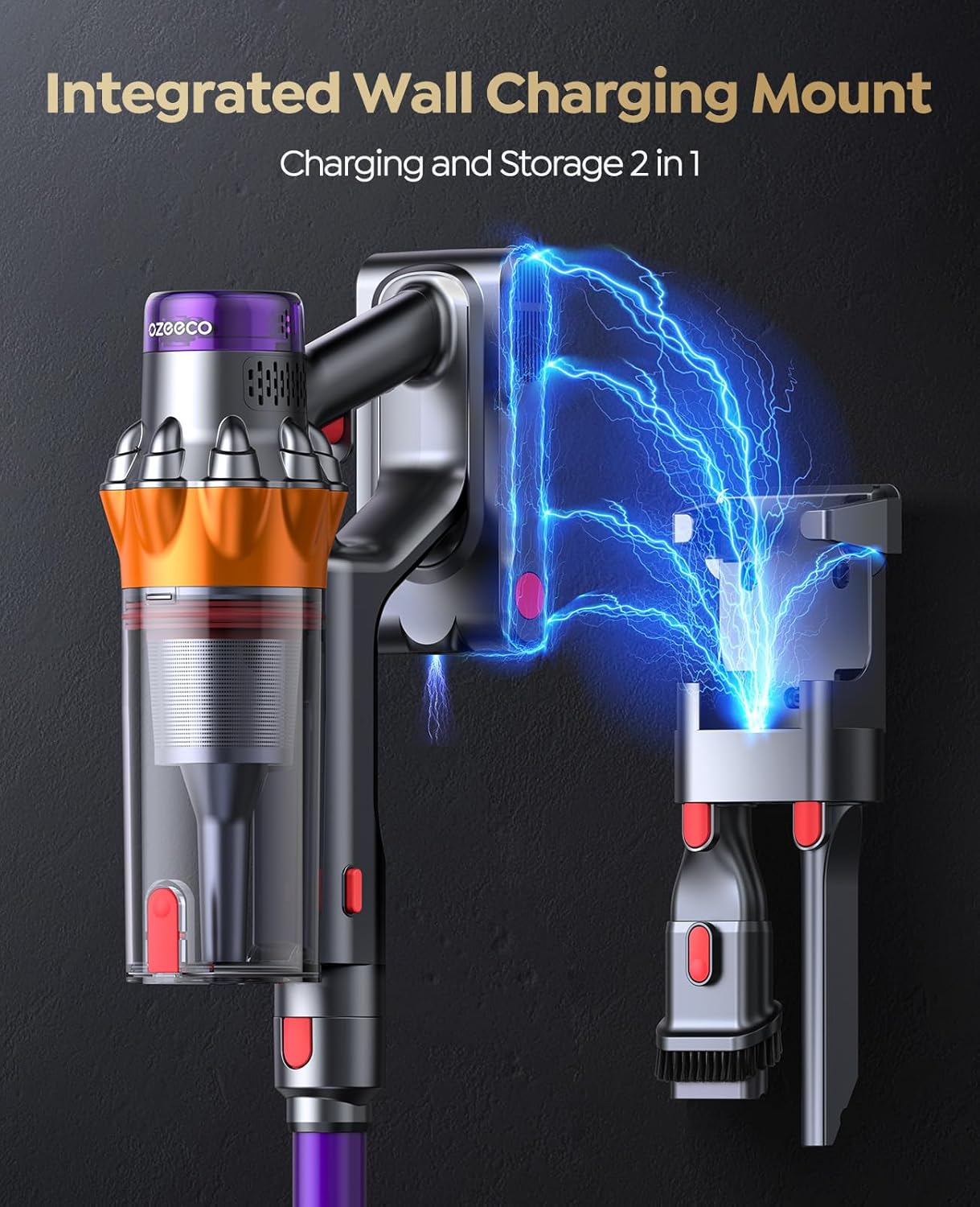 Cordless Vacuum Cleaner, 600W/50KPA/65Mins(ECO Mode) Vacuum Cleaners for Home, Self-Standing Stick Vacuum with Wall Mount Charging and Auto Mode, Handheld Vacuum for Pet Hair/Carpet/Floor