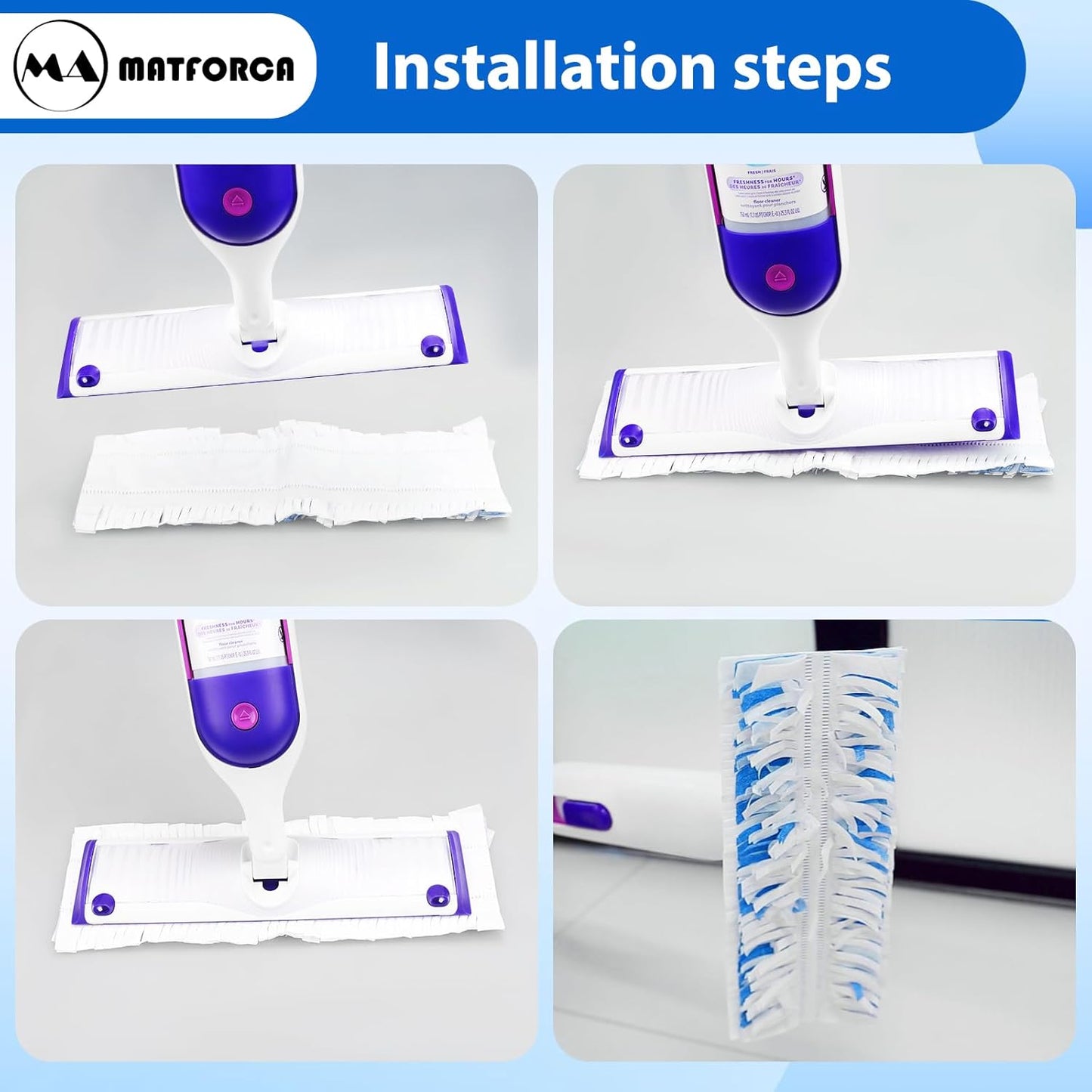 10 Count Swiffer Wet Pad Refills for Swiffer Power Mop Multi-Surface Cleaning, Made from Eco-Friendly Plant Fiber for Effective Cleaning