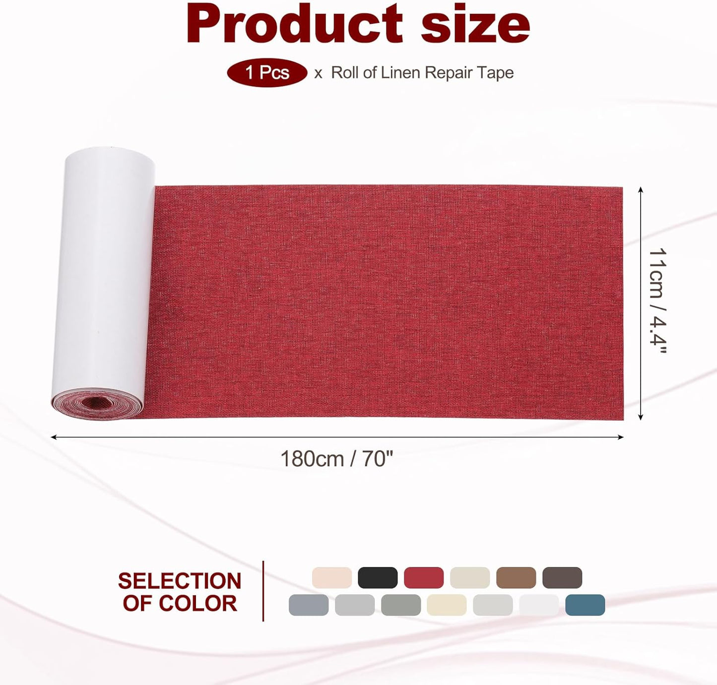 PATIKIL 70x4.4 Inch Linen Repair Tape, Repair Fabric Patch Self Adhesive Couch Patch Line Repair Patch for Furniture Sofa Car Seats Office Chairs, Wine Red