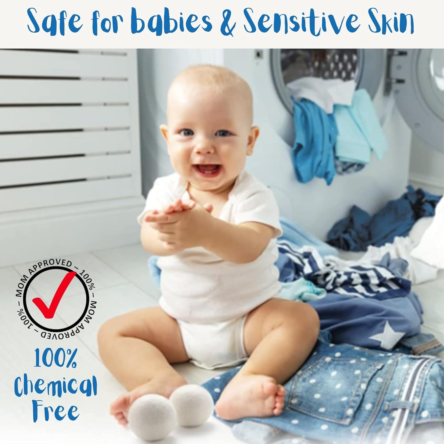 Wool Dryer Balls Organic Premium | Handcrafted Puppy Dog Face Design | 6 Balls XL, Ethically & Humanely Made, Natural Fabric Softener, Laundry Dryer Balls Reusable, Wrinkle Release