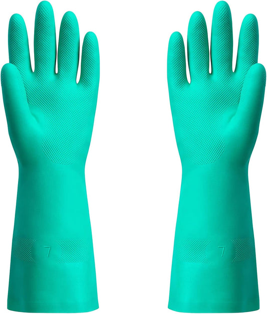 ThxToms Chemical Resistant Nitrile Gloves, Resist Household Acid, Alkali, Solvent and Oil, Latex Rubber Free, 1 Pair Small