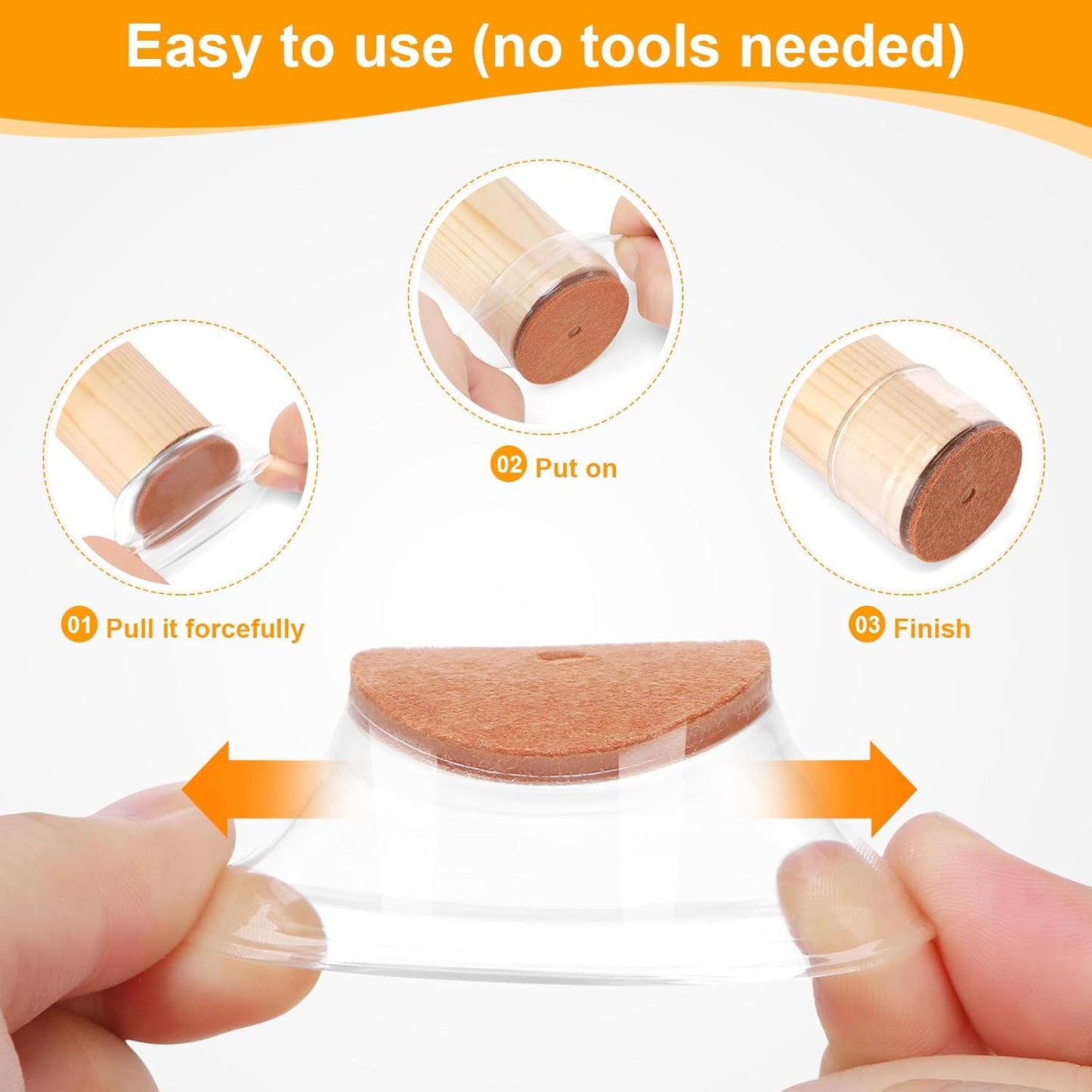 CHUNZEXI 24 Pack Chair Leg Floor Protectors for Hardwood Floors, Silicone Felt Covers Pads Caps, Protect Wood Furniture Feet Floors Noise Reduce and Scratch (Universal Large & Clear)