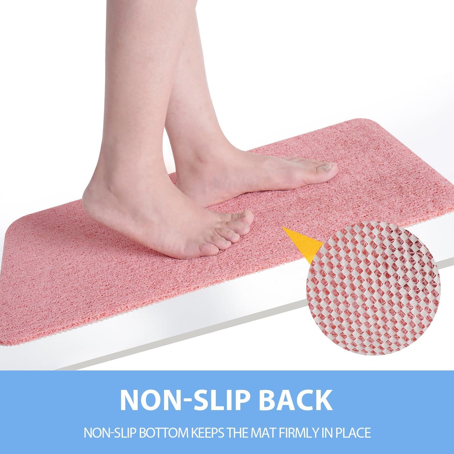 Non-Slip Bathtub Mat, Anti Slip Shower Mat, Fast Drying Bathtub Mats, Foot Scrubber Mat, Anti Slip Mat for Tub, Floor, Bathroom, Kitchen, Home, Hotel (Pink 36"×24")