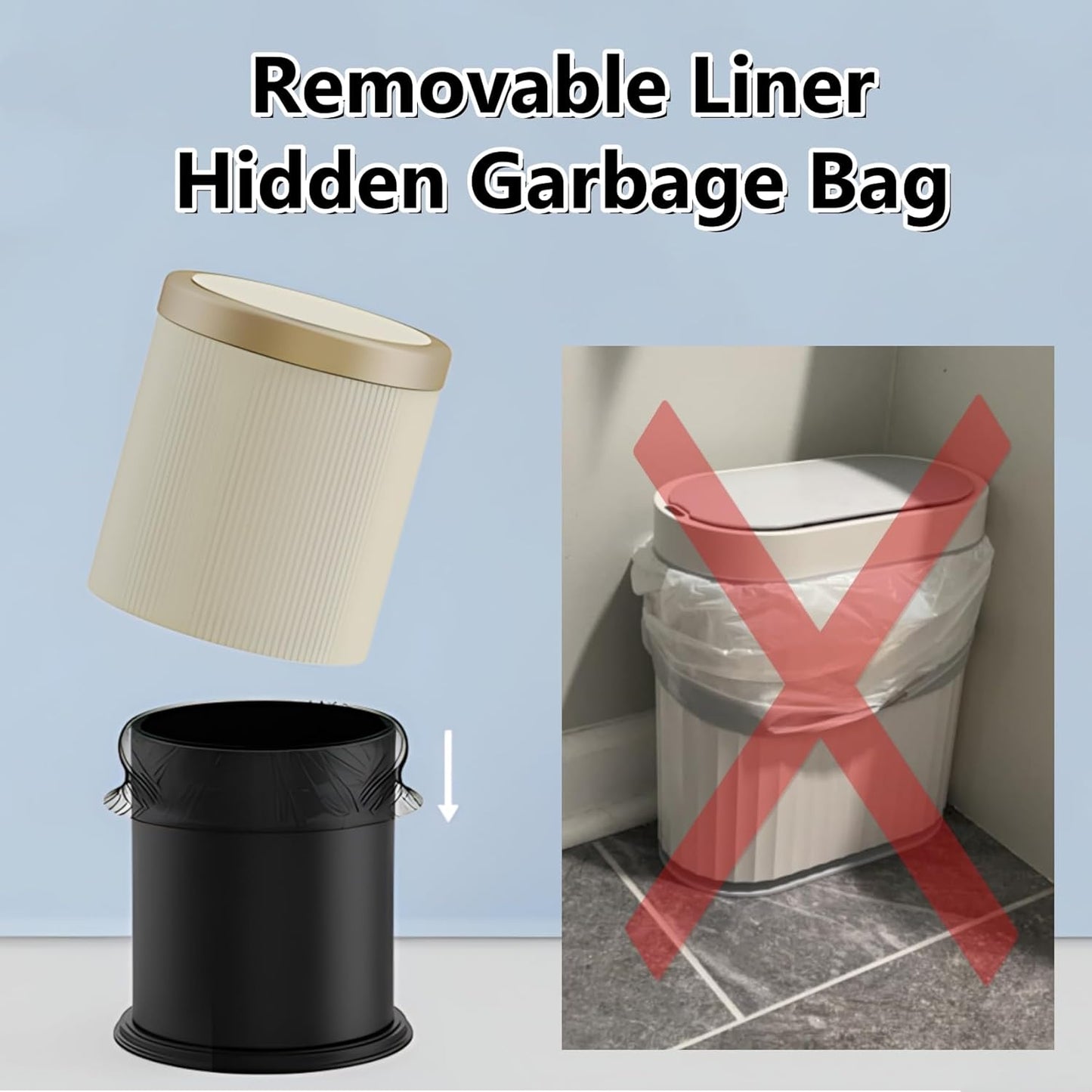 URALFA 3.7 Gallon Motion Sensor Bathroom Trash Can with Lid，Automatic Waterproof Touchless Garbage Can, Smart Plastic Trash Bins Suitable for Toilet, Office, Bedroom, Kitchen (Dark Grey)