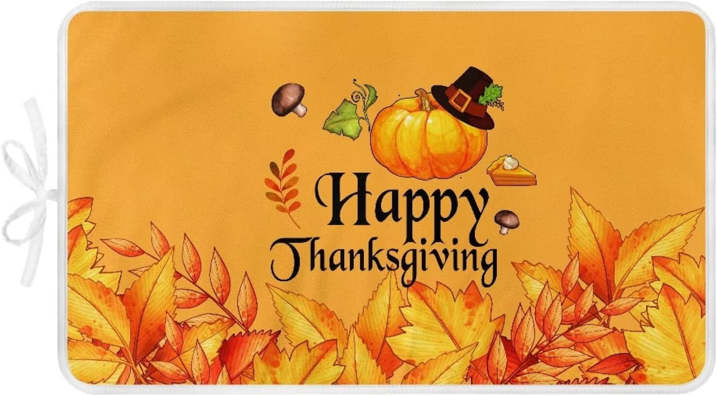 Yellow Ironing Mat Pumpkin Ironing Board Pad Heat Resistant, Portable, Quilting & Travel Blanket 32 x 16 Inch Thanksgiving Small Ironing Mat for Table Top,Countertop,Etc