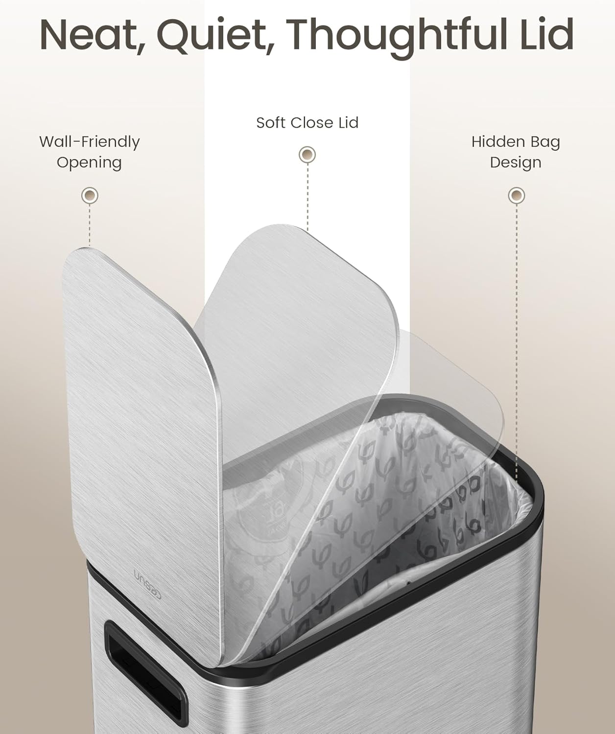 Cesun Small Bathroom Trash Can with Lid Soft Close, Step Pedal, 5 Liter / 1.3 Gallon Stainless Steel Garbage Can with Removable Inner Bucket, Waste Basket for Bathroom, Bedroom (Silver)