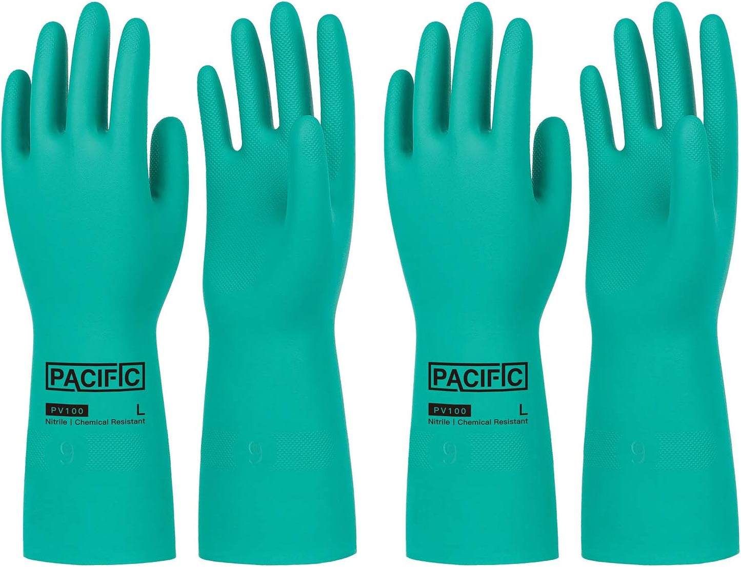 PACIFIC PPE 2 Pairs Nitrile Chemical Resistant Gloves, Flocked, Resist Strong Acid, Alkali, 15 mil, 12.6", XX-Large