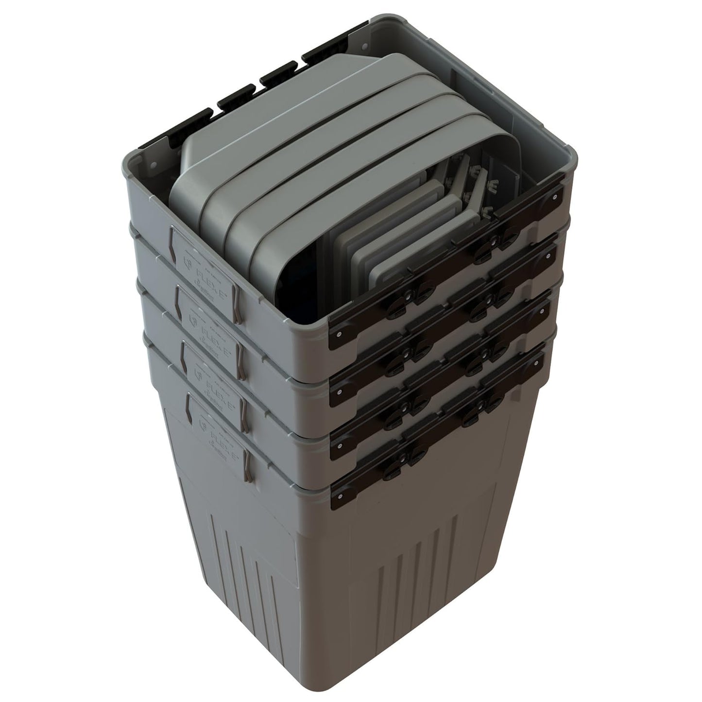 Flex E Bin FX50A-BK1-BC-BE, Made from Recycled Plastic. Indoor and Outdoor Sturdy Beer Can Receptacle | Includes Handles and Clear Signage Vented Design for Bag Removal - 50 Gallons, Black