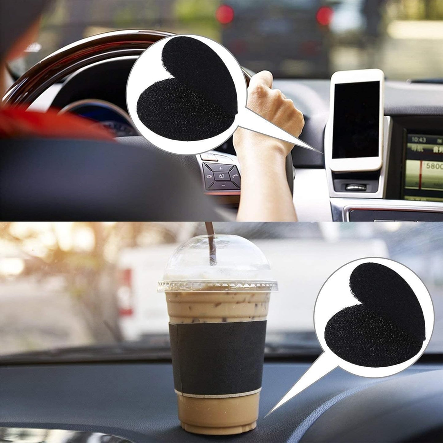 BRAVESHINE 36PCS Sticky-Back Adhesive Tape - Round Hook and Loop Adhesive Stickers - Double Sided Heavy-Weight Carpet Pads Wall Mounting Tapes for Home Office Phone Mount - Round 1.5inch