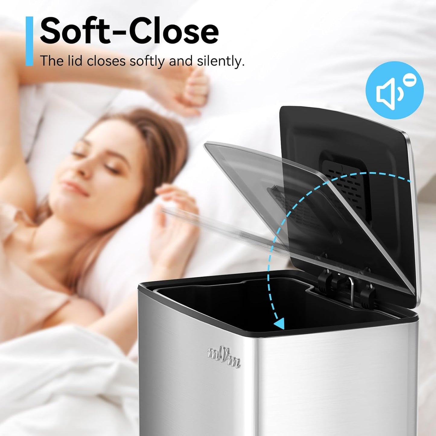 mVm 10.6 Gallon Kitchen Step Trash Can, Soft-Close and Foldable Foot Pedal Heavy Duty Bin for Offices Dorms Home Rooms (Gray)