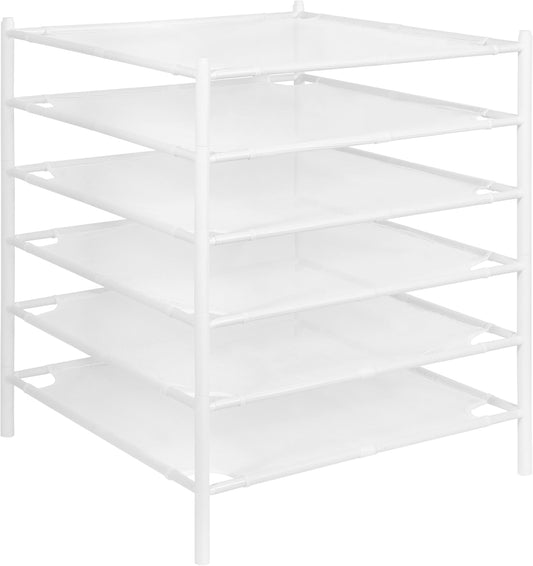 STORAGE MANIAC Sweater Drying Rack, Mesh Clothes Drying Rack, Stackable Laundry Drying Rack, Lay Flat Dryer for Delicates, Portable Dry Rack for Indoor or Outdoor, White, 6-Pack