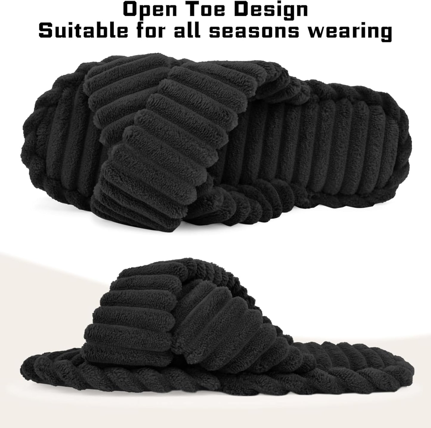 ZOORON Women's Cozy Slippers Crossbands & Durable Foam - Soft Plush Lined Non-Slip Indoor Outdoor Open Toe Shoes Trendy Gift