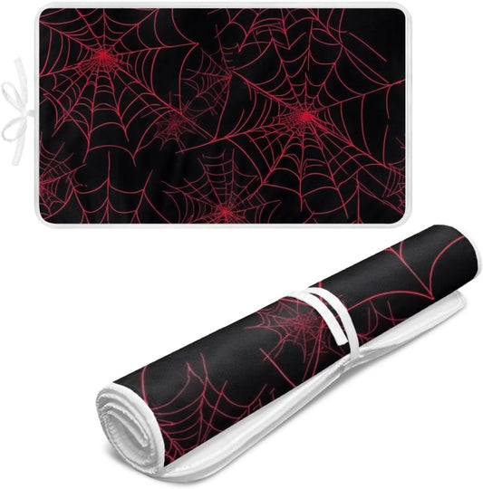 Ironing Mat Red Spider Web Portable Ironing Pad Blanket for Table Top Heat Resistance Foldable Lightweight 32 x 16 Inch Small Ironing Pads for Washer,Dryer,Countertop