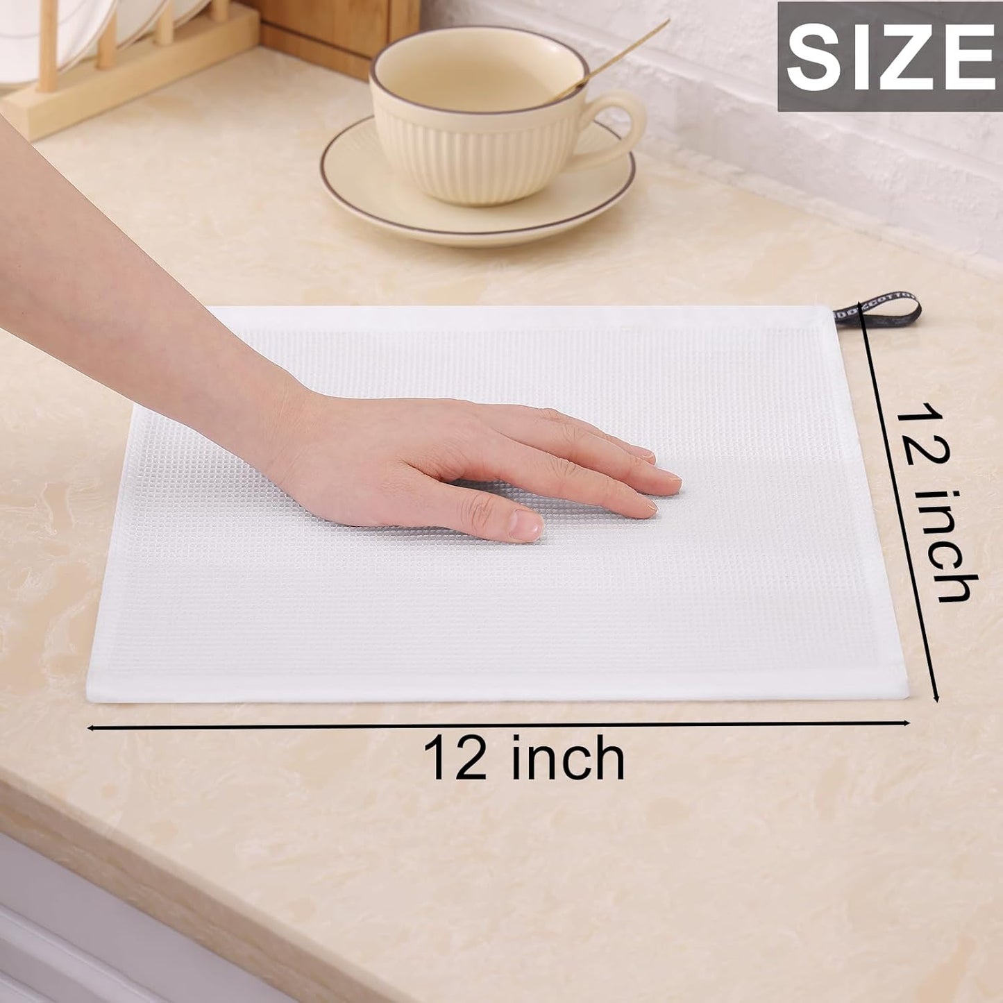 Homaxy 100% Cotton Waffle Weave Dish Cloths - 6 Pack Soft and Absorbent Dish Towels - 12 x 12 Inches Quick Dry Dish Rags - Mixed Color