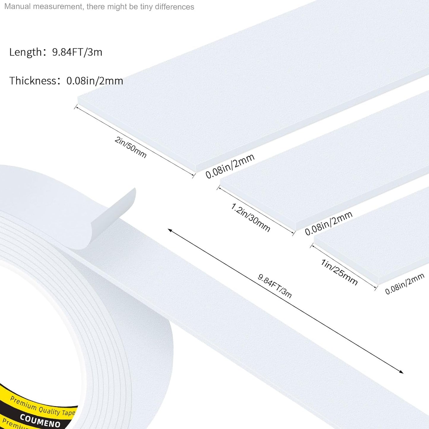 EVA Single Sided Adhesive White Foam Tape 1.2in x 16.4FT Sealing Strip Foam Pad Sponge Tape Window Weatherproof, Self-Adhesive Insulation Sealing