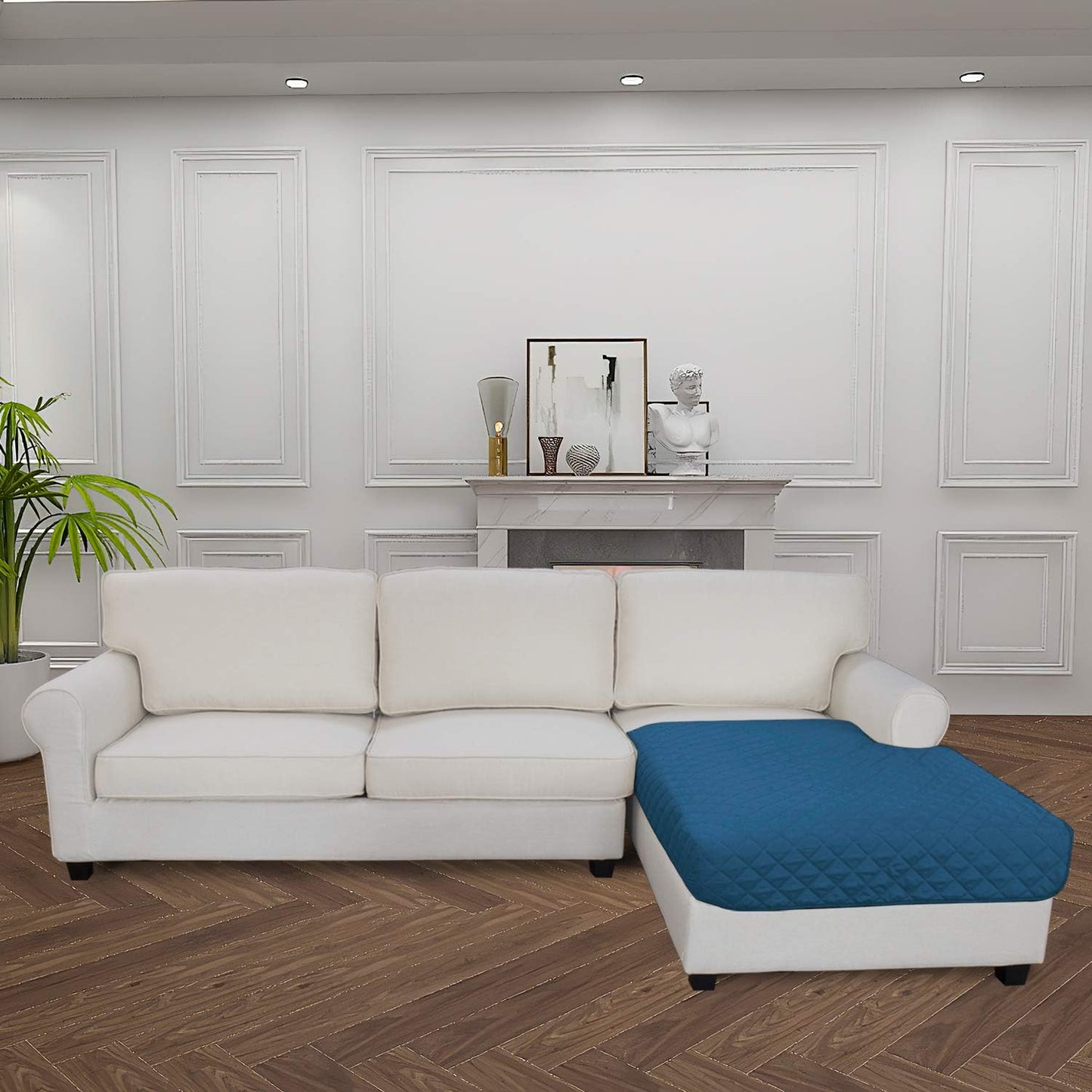 Easy-Going Sectional Couch Covers for Dogs L Shape Sofa Cover Reversible Sofa Slipcover Chaise Lounge Cover Furniture Protector Cover for Pets Dog Cat (42 x 68 inches, Peacock Blue/Peacock Blue)