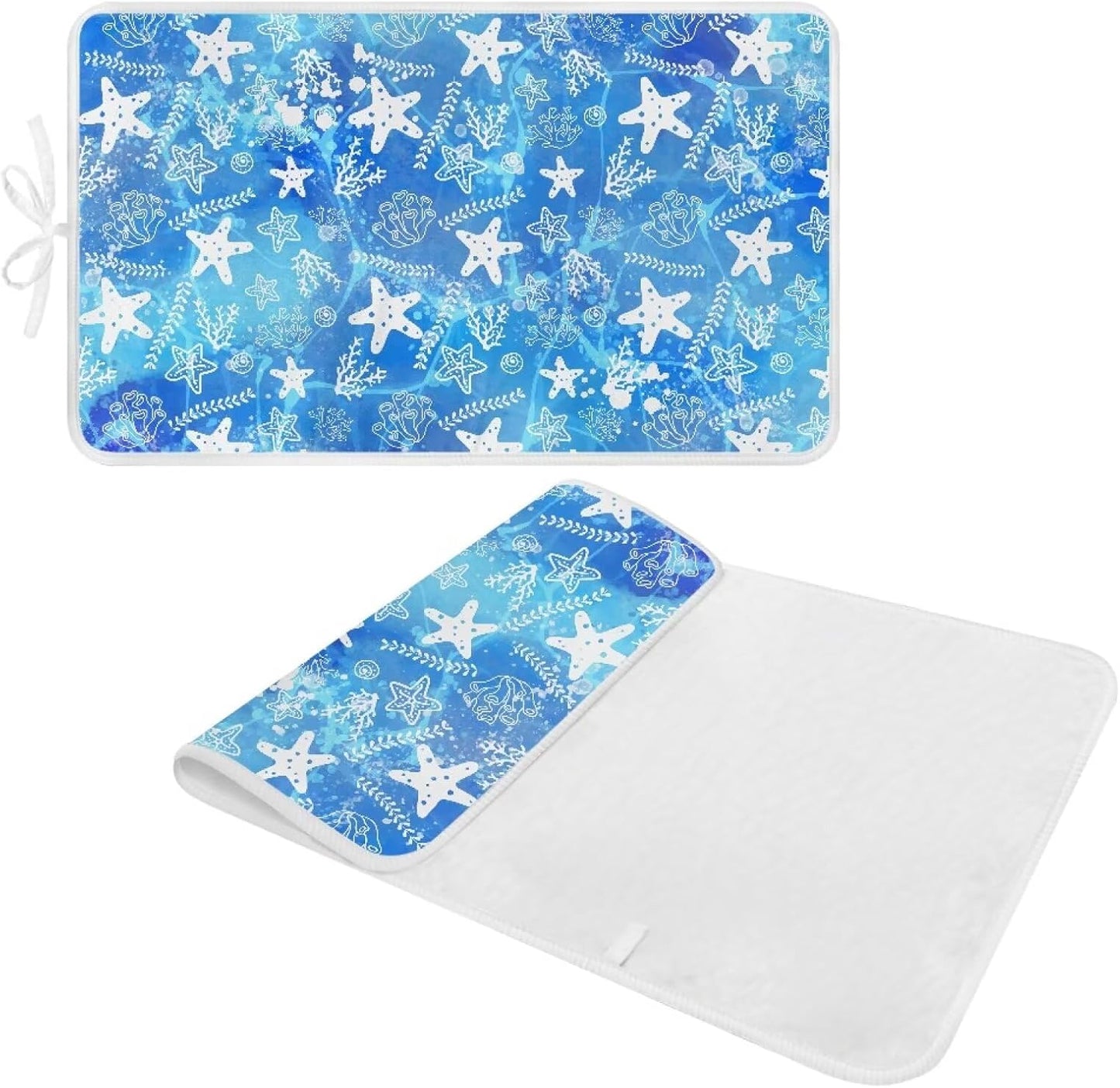 Ironing Mat Thickened Blue Stars Ironing Blanket Travel Portable Ironing Pad Travel Isolate Heat Pad Cover for Washer Dryer Table Top Countertop 32 x 16 Inch