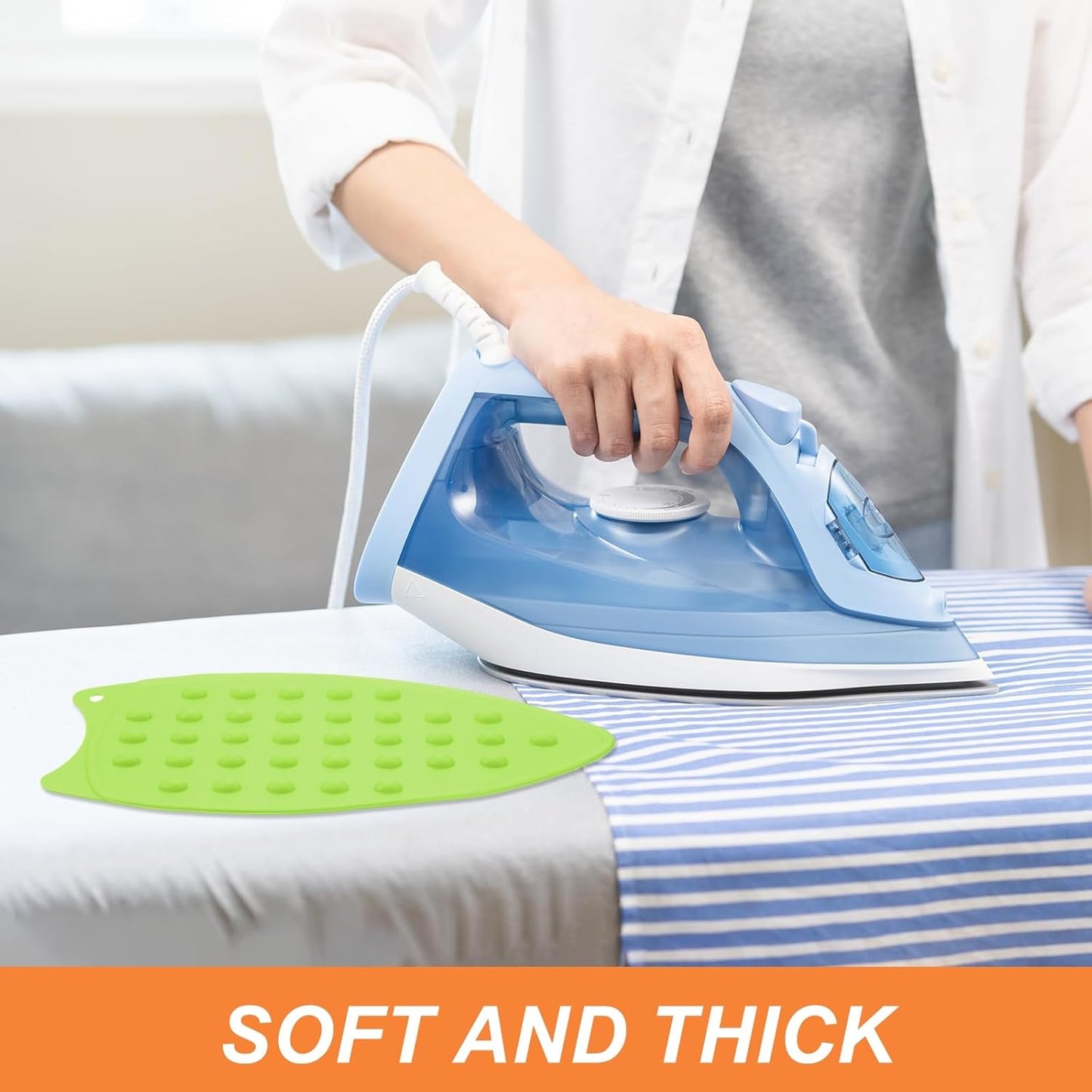 PATIKIL Silicone Iron Rest Pad, 2 Pcs Multipurpose Hot Heat Resistant Iron Rest Plate Protective Pad for Ironing Board Hot Resistant Steamer Steam Compact Mat, Green