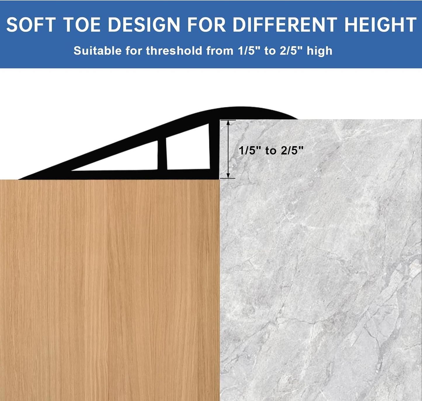 Vinyl Door Threshold Flooring Transition Strip Self Adhesive Carpet Edging Strip for Laminate Doorway Edge Threshold from 1/5" to 2/5" (Dark Gray Wood Grain, 3.3 Ft)