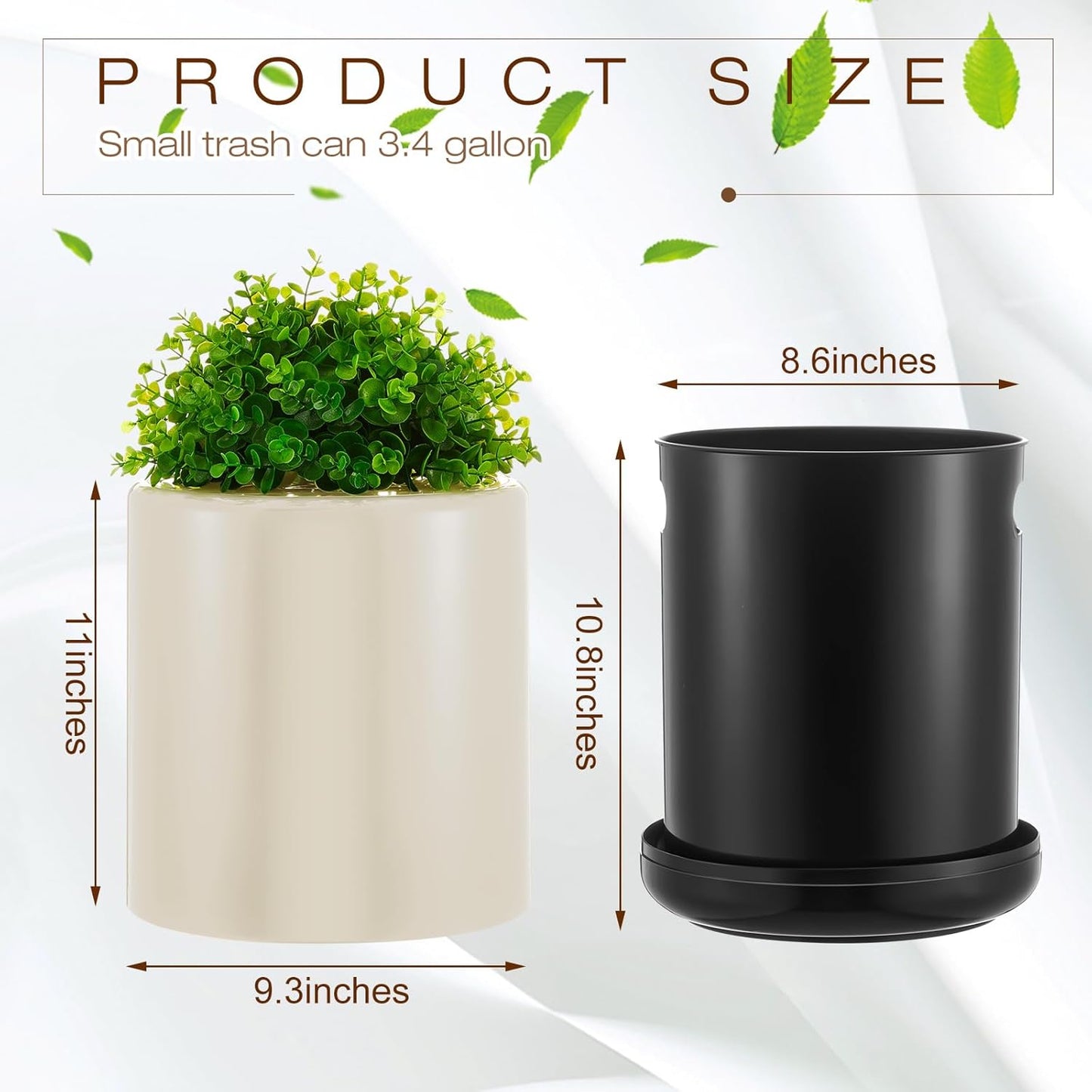 Dog Poop Trash Can Outside 13 L/ 3. 4 Gal Dog Waste Trash Can with Lid, Plant-Styled, Double-Layer Design, Outdoor Garbage Container for Front Porch Backyard Office Patio(White)