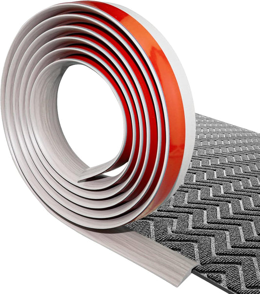 Floor Transition Strip Self Adhesive Carpet & Flooring Transitions Edging Trim Strip PVC Threshold Transitions Suitable for Threshold Height Less Than 5mm (10Ft, Wood Grain Gray-New)