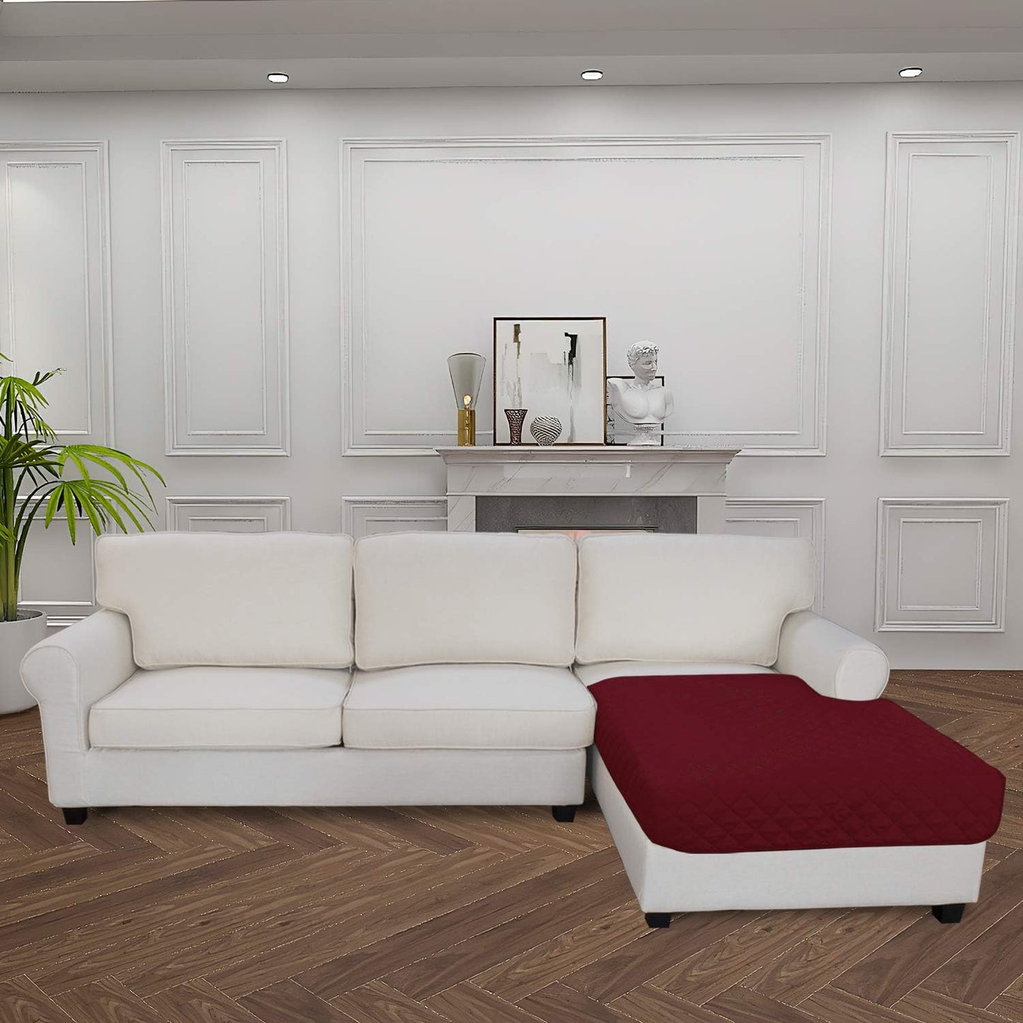 Easy-Going Sectional Couch Covers for Dogs L Shape Sofa Cover Reversible Sofa Slipcover Chaise Lounge Cover Furniture Protector Cover for Pets Dog Cat (42 x 68 inches, Christmas Red/Christmas Red)