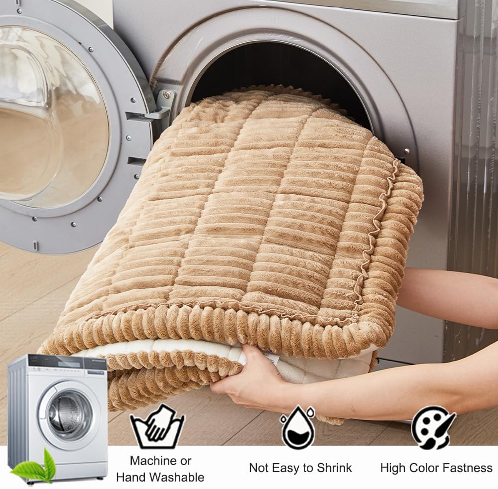 Couch Cover for Dogs Washable, Fuzzy Pet Couch Covers for 3 Cushion Sofa Pet Friendly, Non Slip Sofa Cover (Light Brown, 27.6" x 70.9"/70 x 180cm)