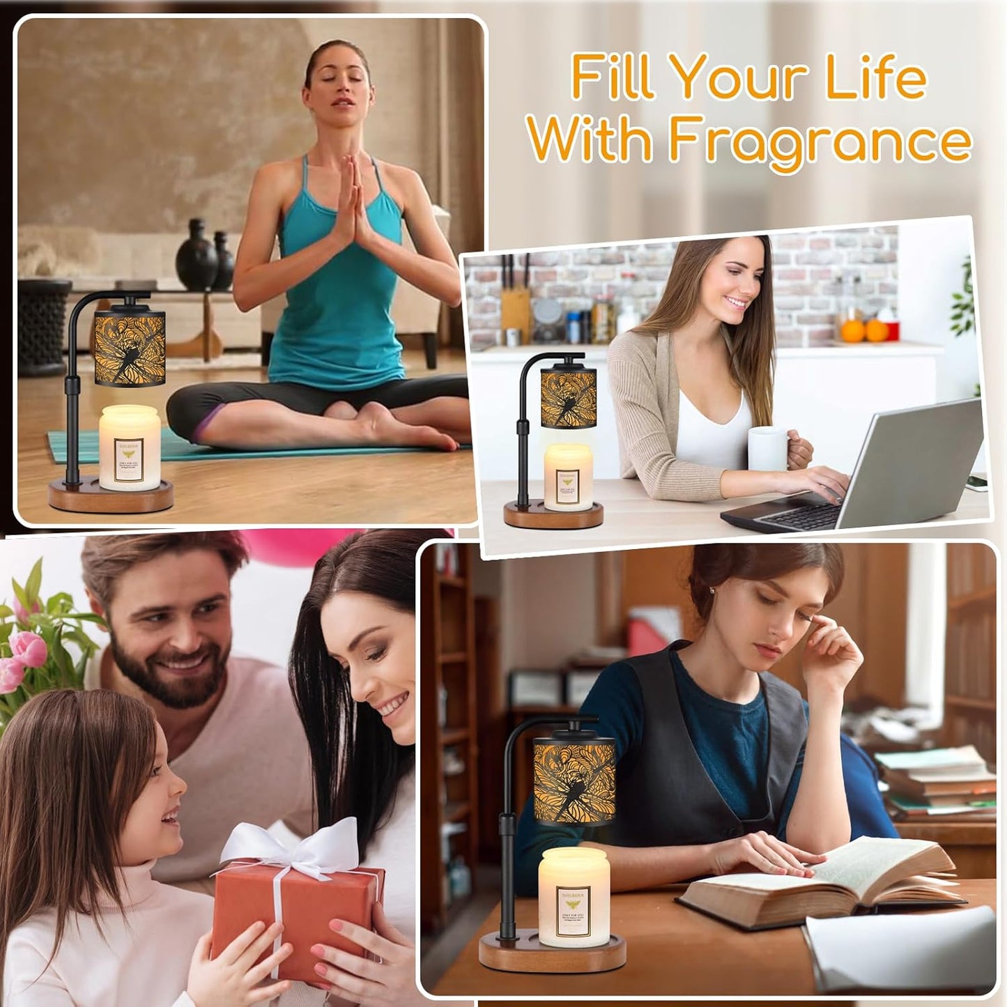 kobodon Candle Warmer Lamp with Timer, Electric Candle Lamp Warmer Birthday for Mom Women Home Bedroom Decor Wax Melt Warmer for Scented Wax with Jar Candles (Dragonfly)