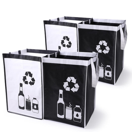 Recycle Waste Bag for Kitchen Home- Indoor Recycling Bins Trash Sorting Organizer, Reusable and Waterproof, 4 Pack