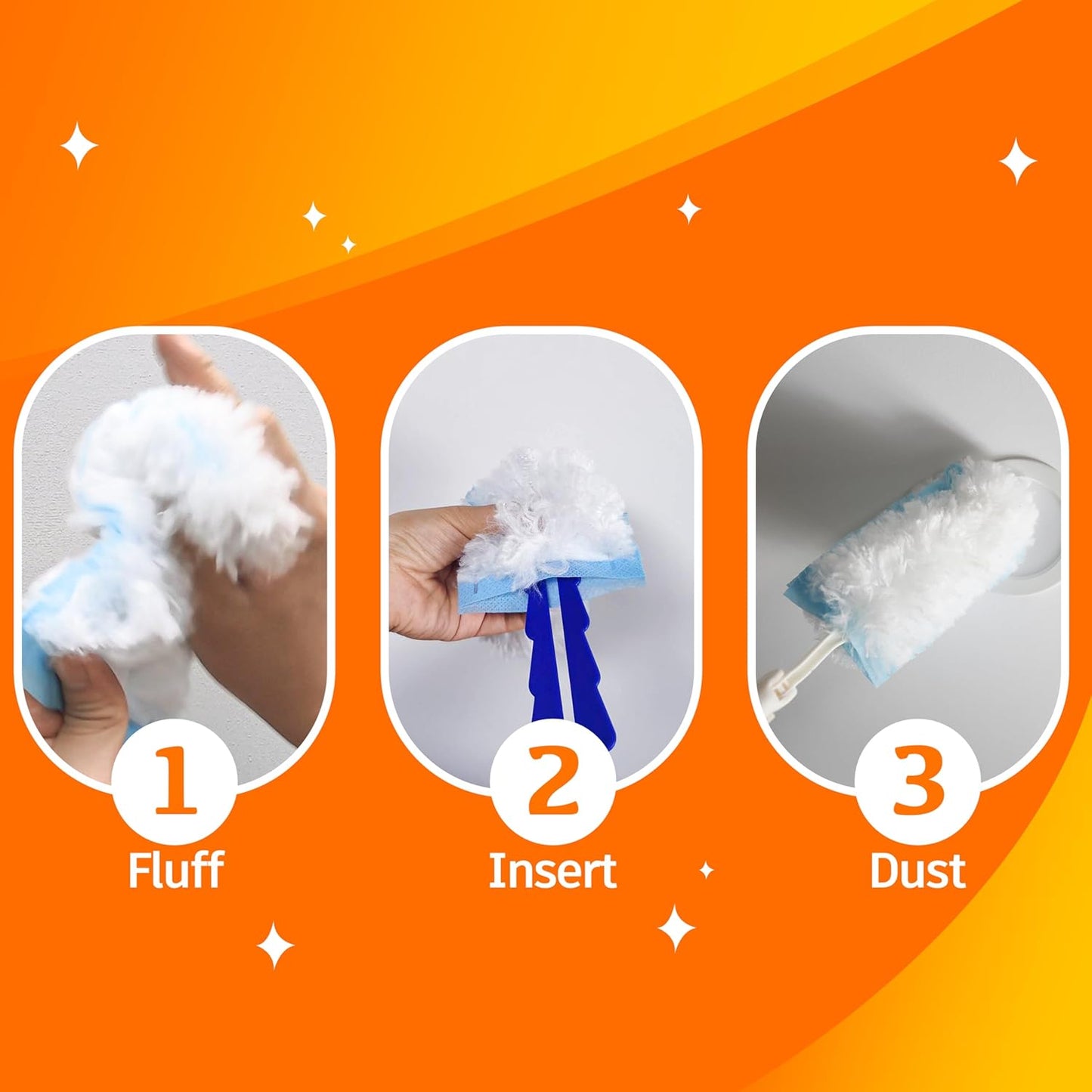 35 Duster Refills for Swiffer, Duster Refills Kit with & 2 Handle for Cleaning Home & Car, Heavy Duty Multi Surface for Office, Blinds, Ceiling Fans, Furniture