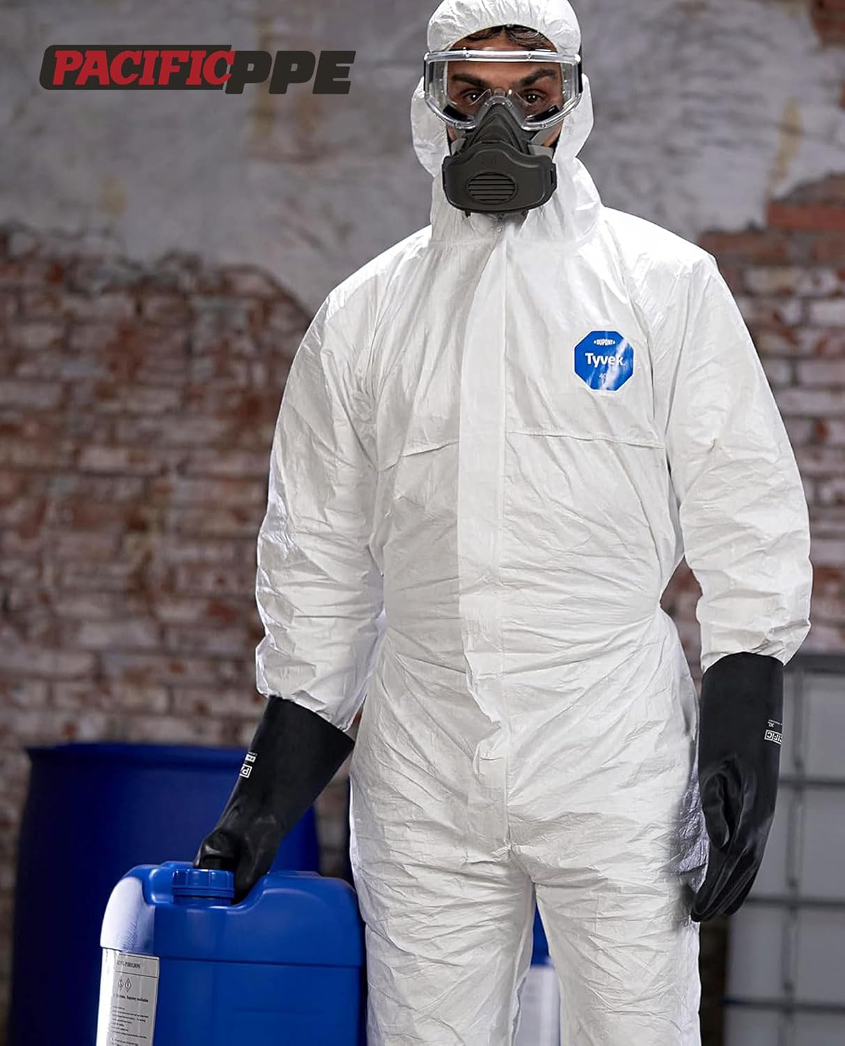 PACIFIC PPE Chemical Resistant Gloves, Heavy Duty Industrial Rubber Gloves, Resist Acid, Alkali and Oil, 12.6", Medium