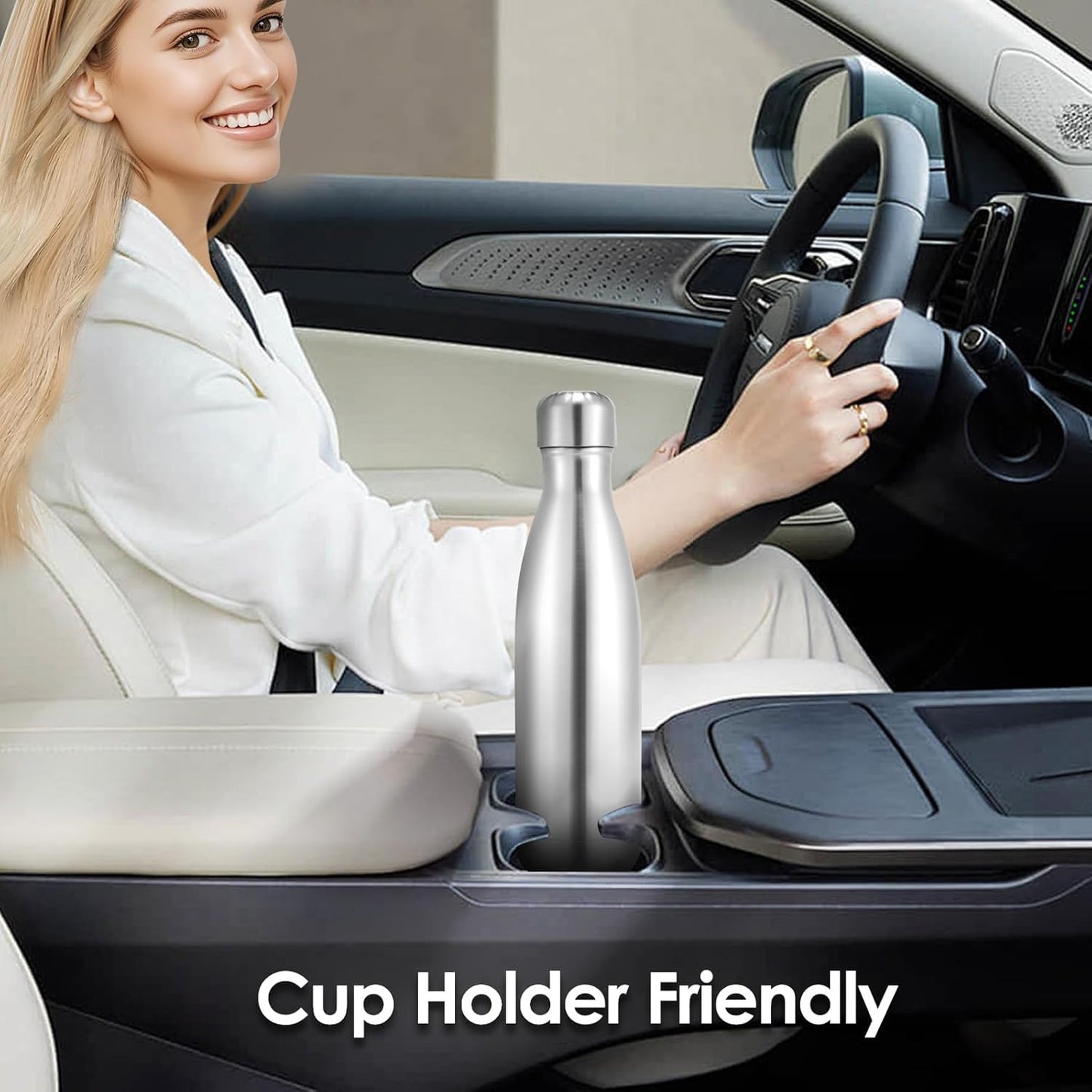 17oz Cola-Bottle Shaped Stainless Steel Leak-proof Water Bottle,Double Wall Vacuum Insulated Metal,Travel Mug For Sports Indoors & Outdoors,BPA-Free Kids Flasks,Silver(8 Pack)