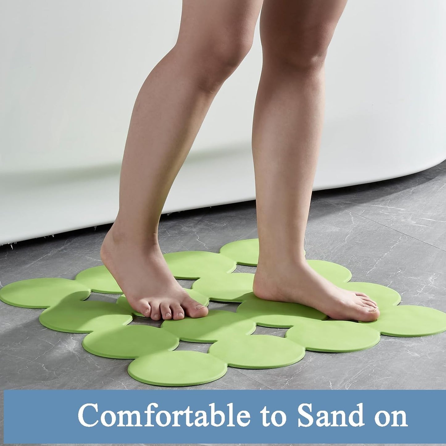 Square Shower Mat Nonslip - Rubber Bathtub Mat with Suction Cups for Inside Shower Bathroom Floor (Green, 21X21)