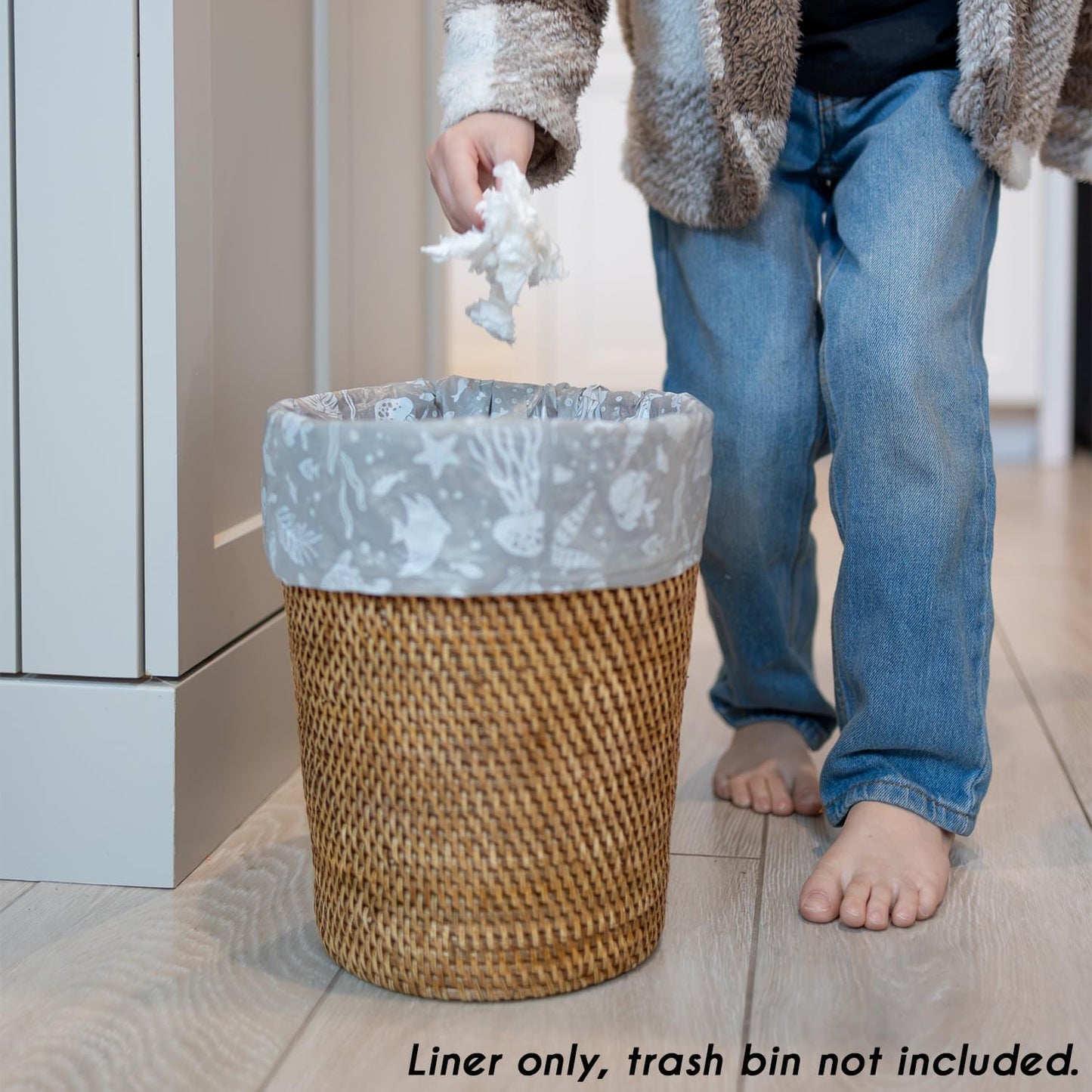Happy Haven Trash Bags for 2,3,4 Gallon Trash Can, Small Garbage Bags - Bedroom & Bathroom, Decorative Cute Wastebasket Liner - 50 Count (Slate Seascape)