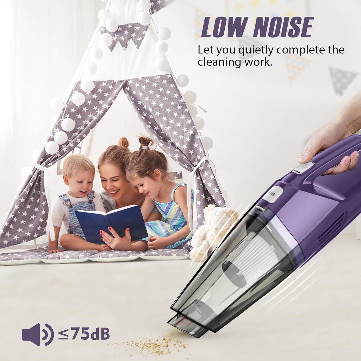 Handheld Vacuum Cordless – Car Vac Portable with 8KPA & Multi Accessories & Low Noise, Lightweight Hand Held Vacuum Cordless Rechargeable for Car/Home/Dust/Pet Hair, Mine Portable Vacuum