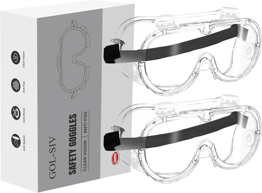 Safety Goggles ANSI Z87.1 - Anti-Fog Clear Lab Eye Protection for Over Glasses, Scratch-Resistant Lens (2 Pack)