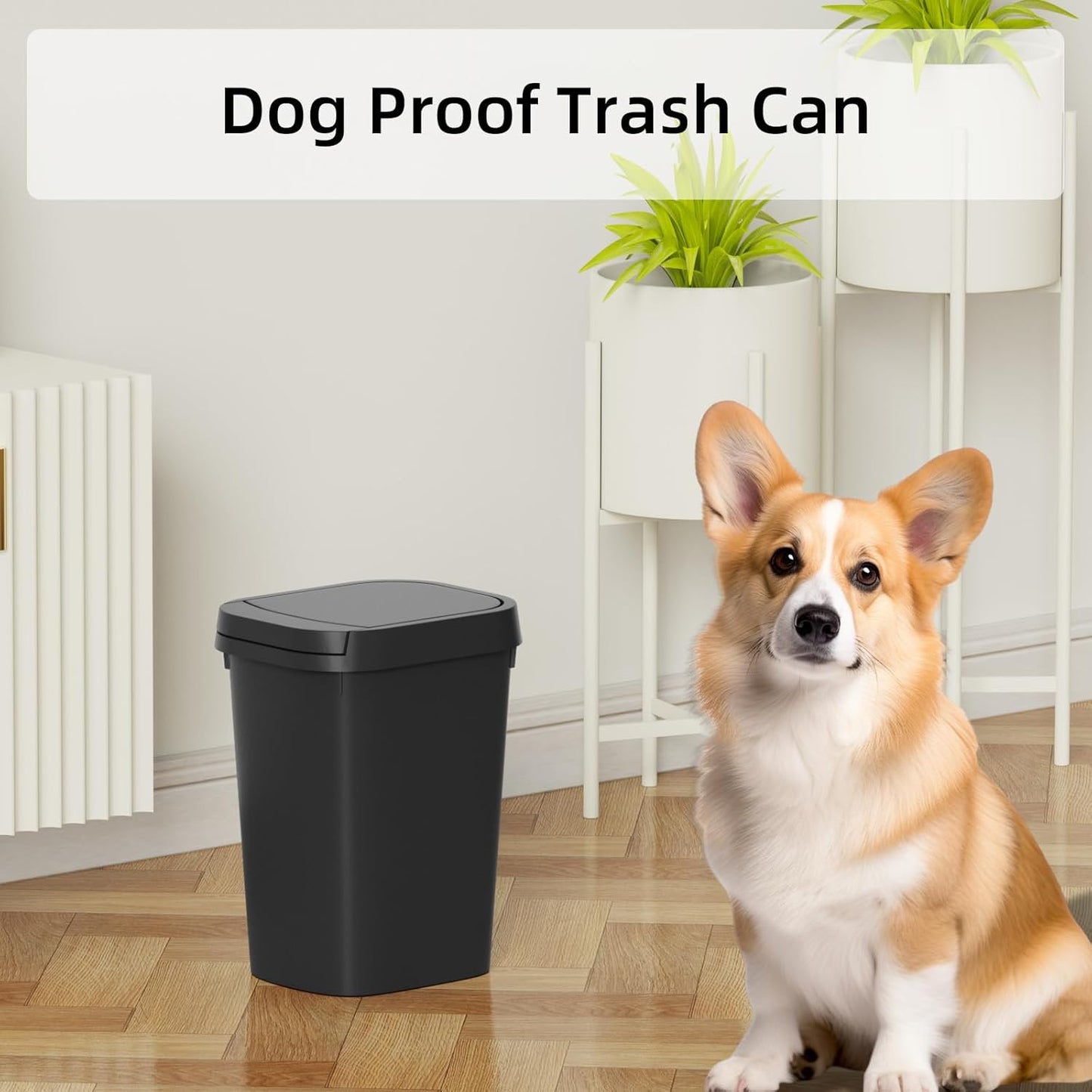 3 Pack Bathroom Small Trash Can with Lid, 2.6 Gallon Slim Garbage Bin with Pop-Up Lid, 10L Plastic Wastebasket for Bedroom, Office, Kitchen, Toilet (Three Colors)