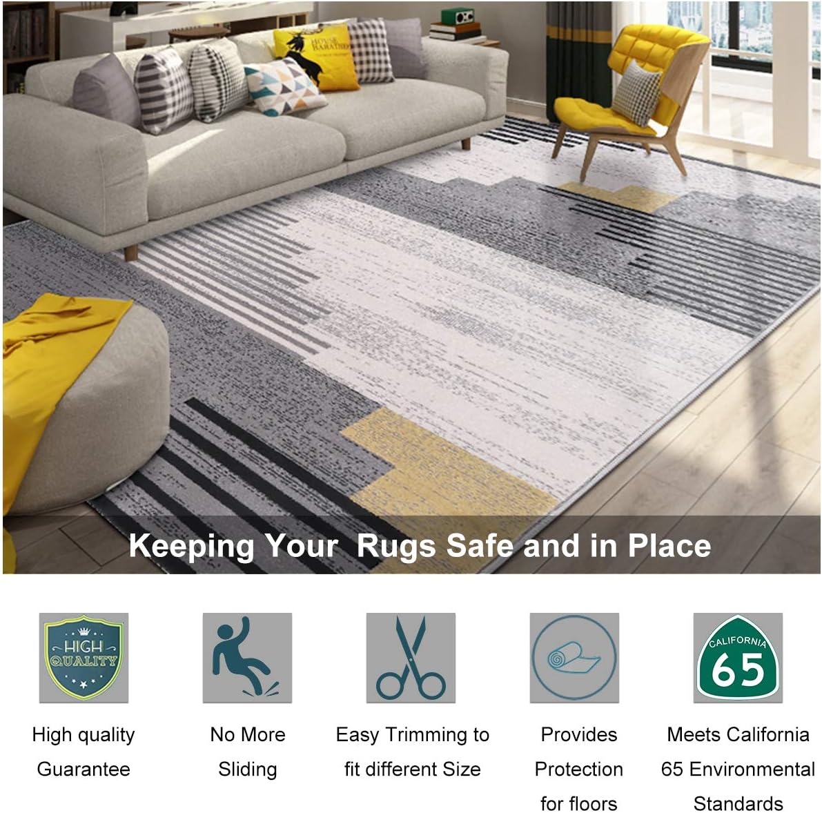 Non Slip Rug Pad Grippers - Round 4x4, 1/8" Thick, (Felt + Rubber) Double Layers Area Carpet Mat Tap, Provides Protection and Cushioning for Hardwood or Tile Floors