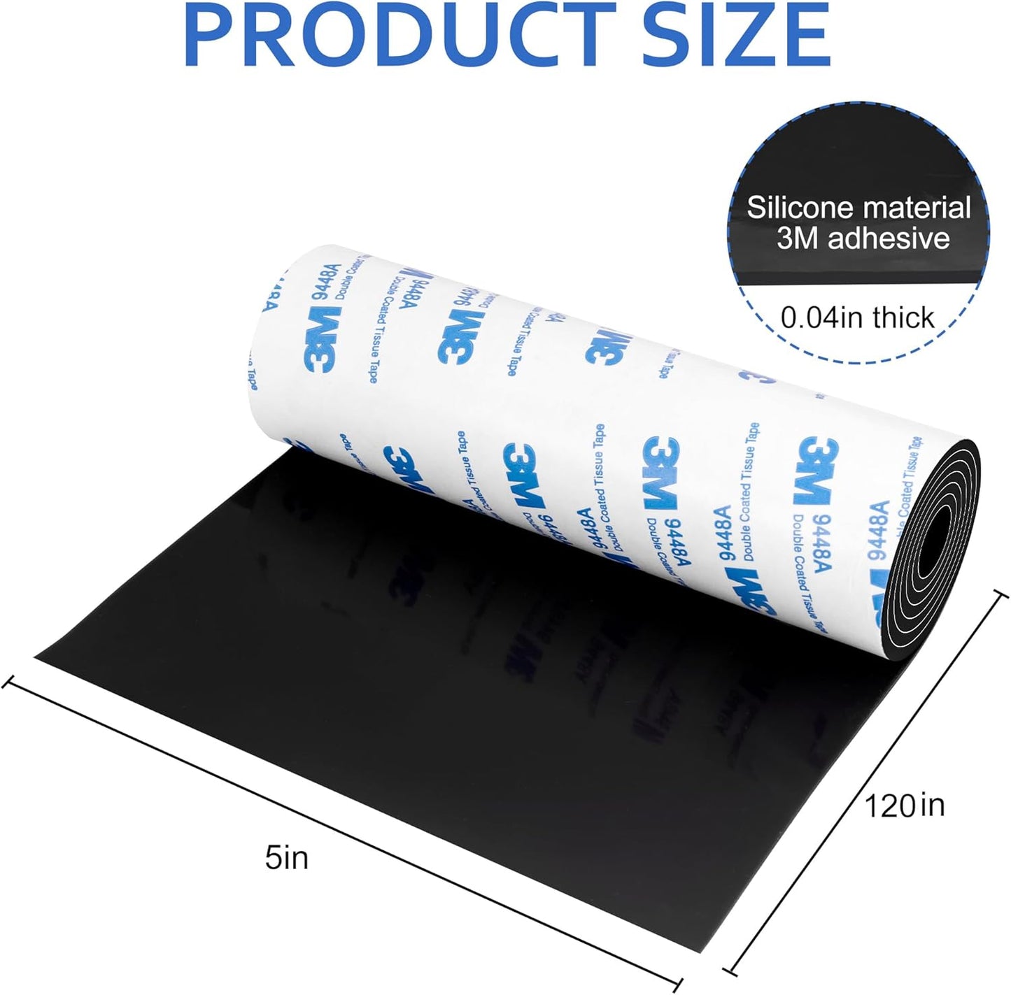 Silicone Furniture Pads, 5" x 120" Non Slip Furniture Pads Anti Skid Pads Non Slip Self Adhesive Cuttable Silicone Tape Strip Roll for Protecting Hardwood Floors Chair Wall Protector - Black