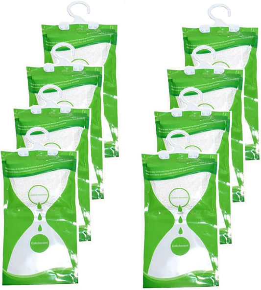 AOPANDA Moisture Absorbers Packets, 8 Pack - Eliminates Musty Odors for Fresher, Cleaner Air, Humidity Packs, Dessicant Packets, Hanging Closet Dehumidifier Bags（green）