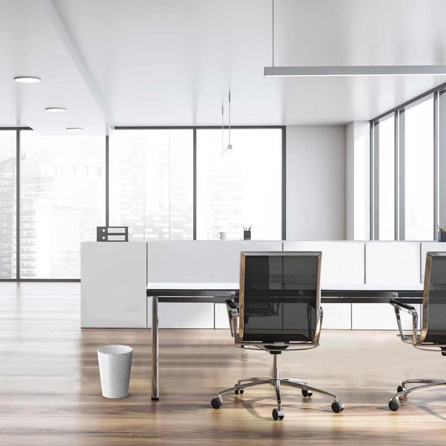 Bathroom Trash Can, 3 Pack 1.8 Gallons Small Trash Can with Trash Bags, Bathroom Garbage Can, Plastic Trash Bin, Round Waste Basket for Living Room, Bedroom, Office, Kitchen, Compact Space (White)