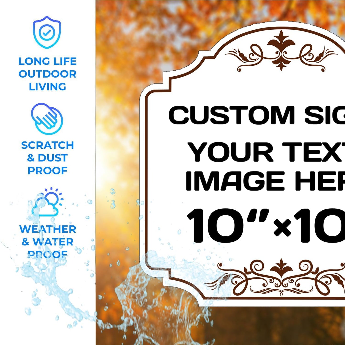 Custom Aluminum Weatherproof Metal Sign - Indoor/Outdoor, Personalized Text & Picture, Hazard, Garden, Door Sign