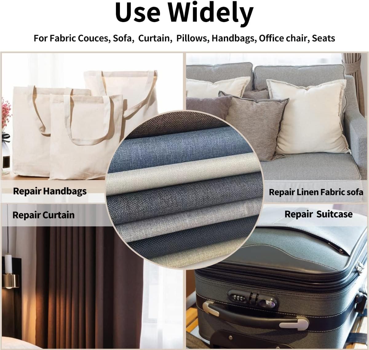 Fabric Repair Patches, 17X79 Inch Linen Repair Tape Self-Adhesive Fabric Patches Durable, DIY Large Linen Tape for Sofa, Couches, Furniture, Chair, Clothing （17X79 Inch, Beige）