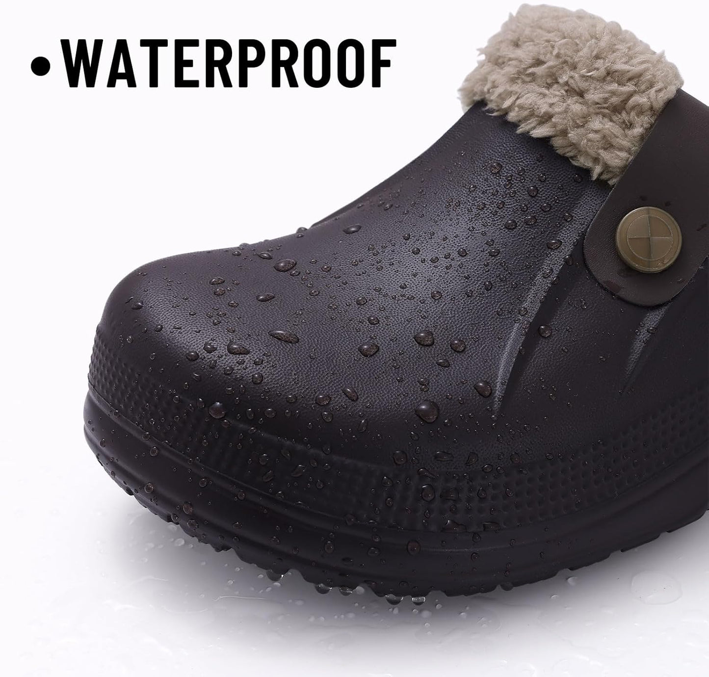 Beslip Classic Fur Lined Clogs Waterproof Winter Fuzzy Slippers for Women Men Indoor and Outdoor