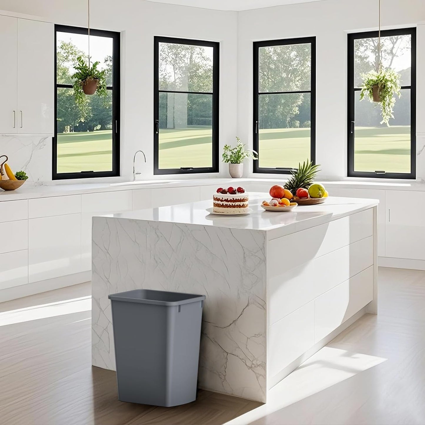 ROOMTEC Lightweight and Durable Slim Trash Can, Wastebaskets for Office, Workspace, Kitchen, Bathroom