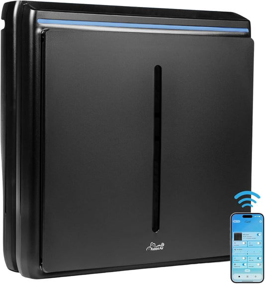 Rabbit Air, A3 SPA-1000N Air Purifiers for Home, Ultra Quiet HEPA Air Purifier - Wall Mountable Air Purifiers for Home Large Room, Allergies, Dust, Mold, Smoke & VOCs - (Black, Toxin Absorber Filter)