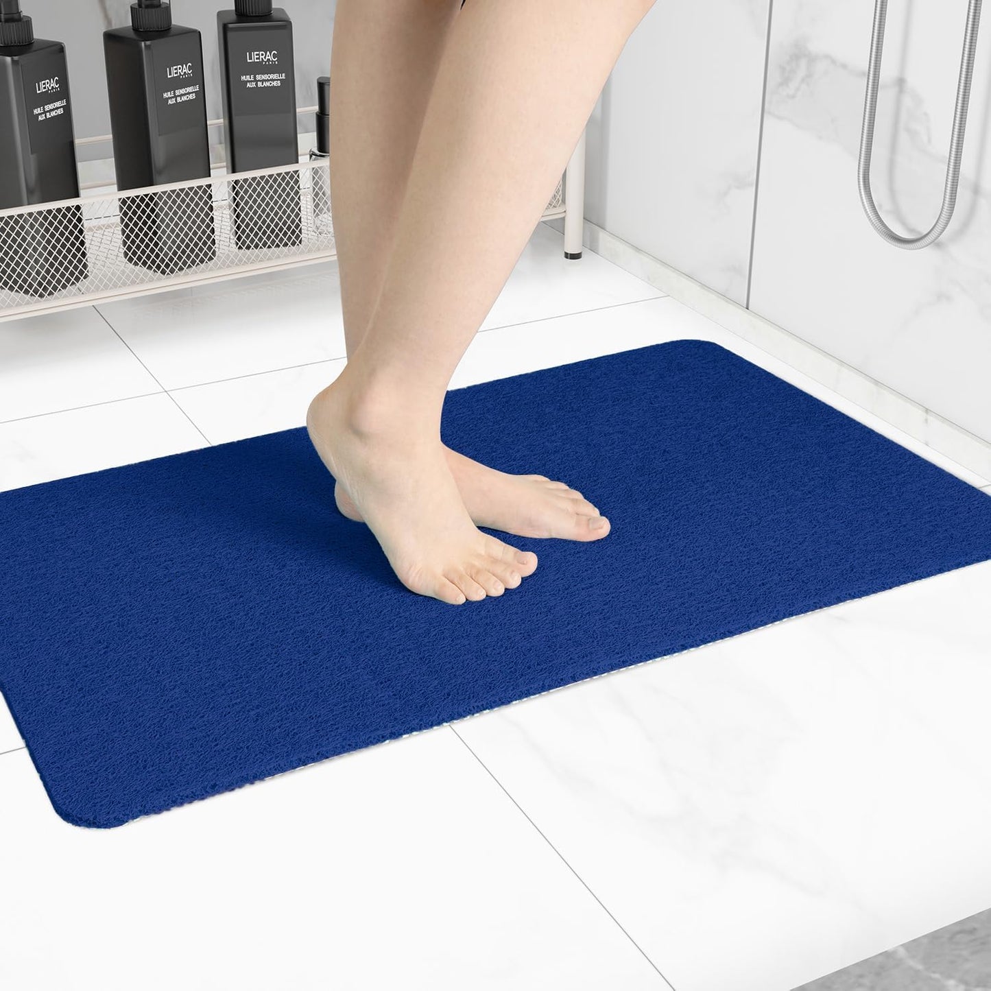 Non-Slip Bathtub Mat, Anti Slip Shower Mat, Fast Drying Bathtub Mats, Foot Scrubber Mat, Anti Slip Mat for Tub, Floor, Bathroom, Kitchen, Home, Hotel (Navy Blue 32"×17")