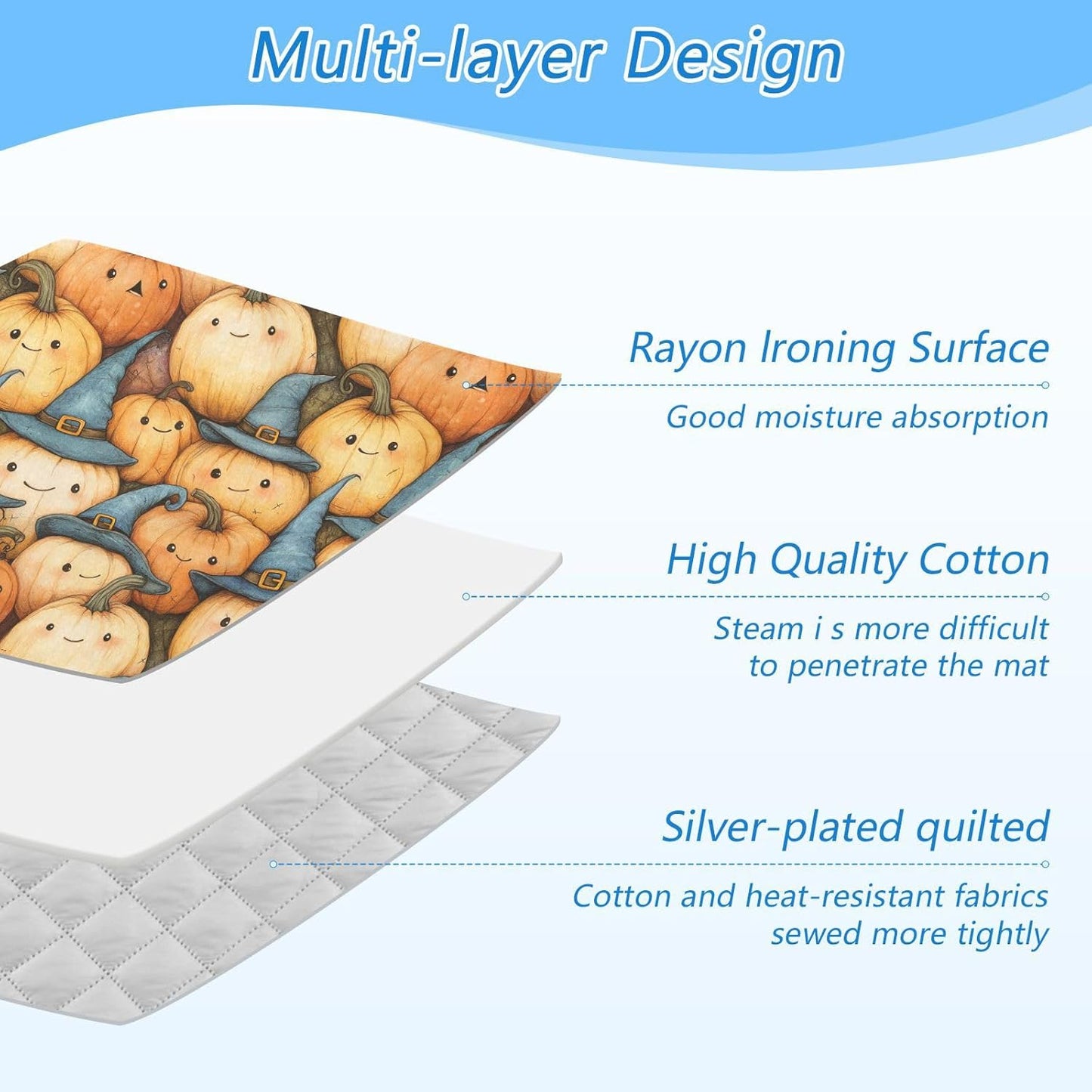 Cute Pumpkin Halloween Ironing Mat for Table top Portable Ironing Pad Blanket for Washer Dryer Countertop Travel