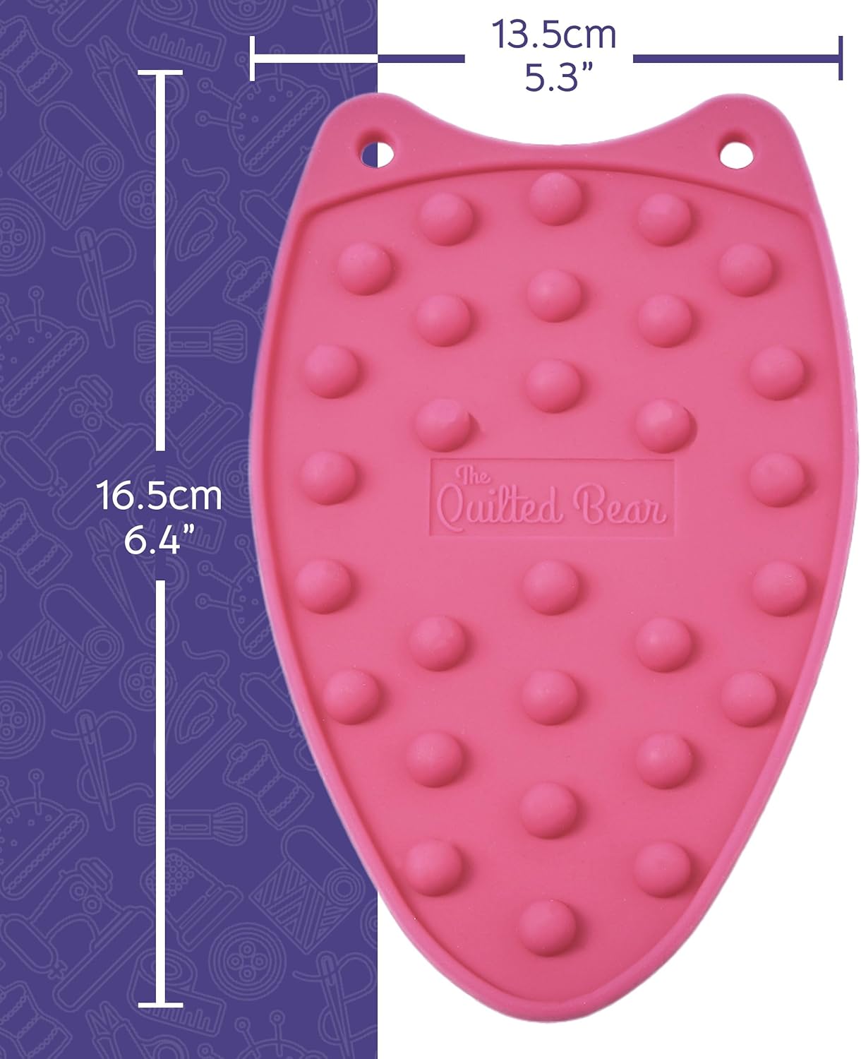 The Quilted Bear Mini Iron Rest - Silicone Heat Resistant Mat for Stress-Free Crafting, Sewing & Quilting Supplies - Durable and Protective Surface for Mini Iron (Pink)