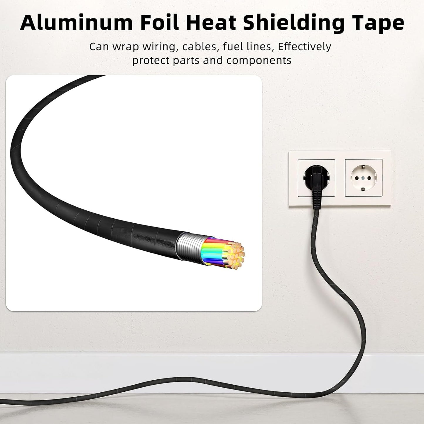 Zonon 2 Rolls Aluminum Foil Tape Heat Shield Tape Barrier Adhesive Reflective Fiberglass Thermal Insulation Reflective Material High Temp Protection(Black,2 Inch X 32.8 ft)